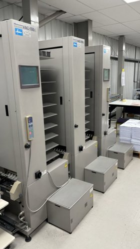 Collating and inserting lines Horizon VAC 100 A M C Towers with ST 20 Stacker