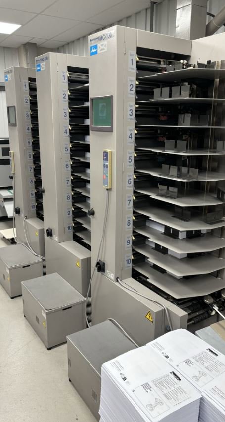 Collating and inserting lines Horizon VAC 100 A M C Towers with ST 20 Stacker
