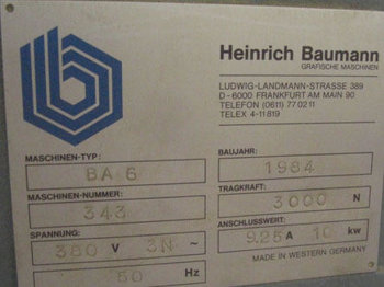 Cutting Machine Baumann BA 6 N large format stacker