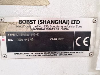 Die cutting Bobst SP 102 E