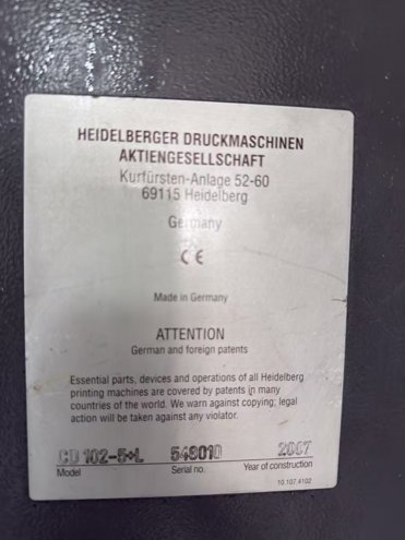 Sheet Fed / Offset Heidelberg CD102-5 L