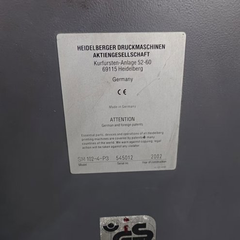 Sheet Fed / Offset Heidelberg Speedmaster SM 102-4-P