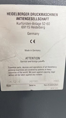 Sheet Fed / Offset Heidelberg SM52-4S