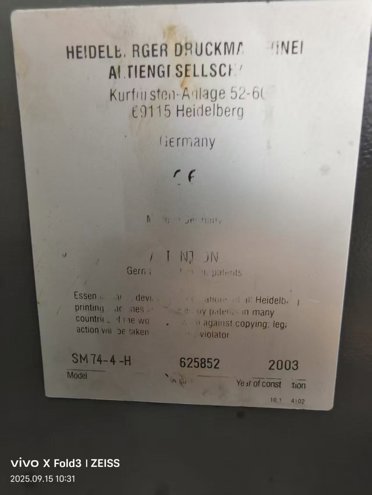 Sheet Fed / Offset Heidelberg Speedmaster SM 74-4 H