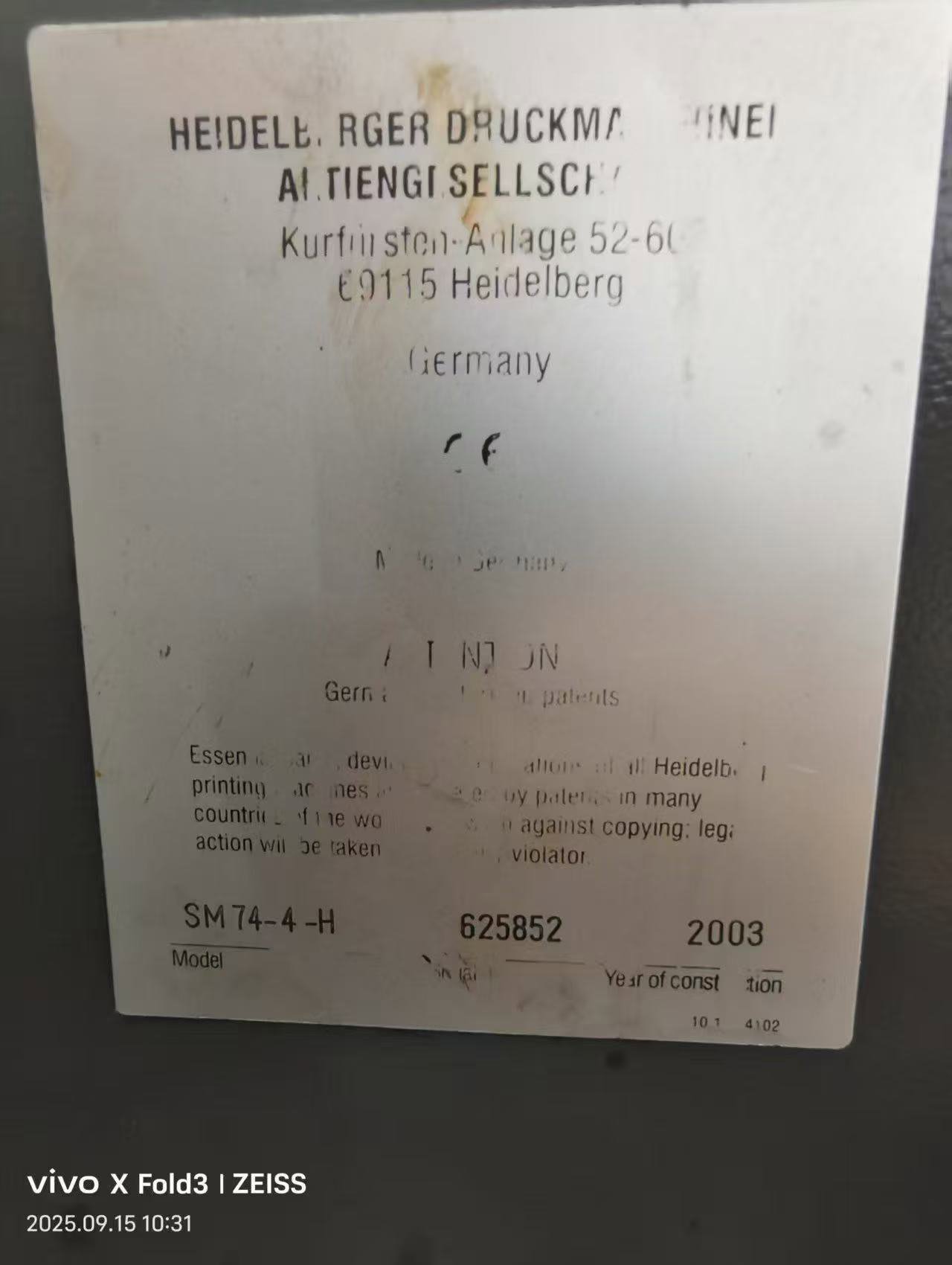 Sheet Fed / Offset Heidelberg Speedmaster SM 74-4 H