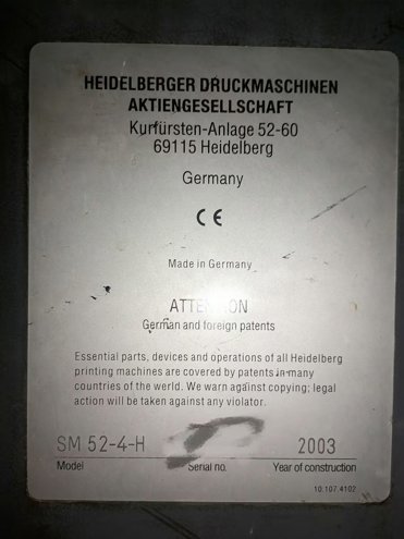 Sheet Fed / Offset Heidelberg Speedmaster SM 52-4 H