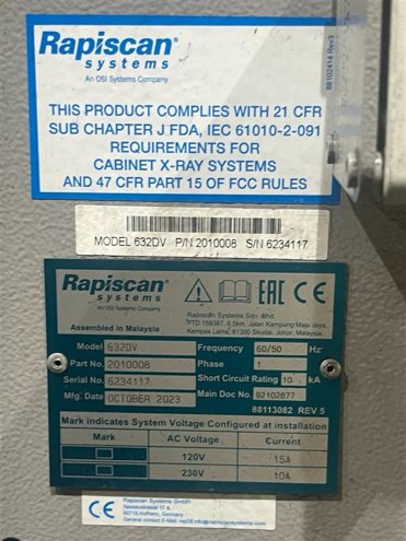 X-Ray Inspection Systems Rapiscan Systems 632DV