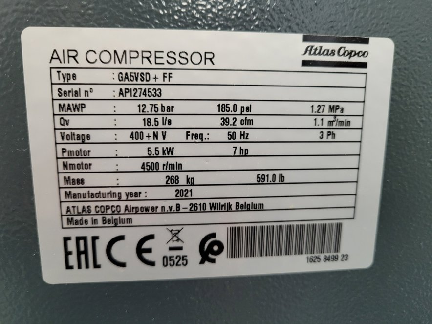 Used Atlas Copco - GA5 VSD+ FF Others (2021) for Sale in Germany ...